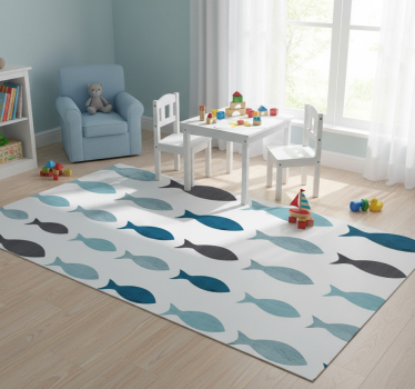 Vinyl teppich tiere blaue fischsilhouetten - TenStickers