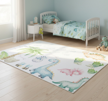 Vinyl teppich tiere mit niedlichen aquarell-dinosauriern - TenStickers