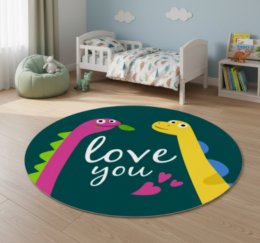 Vinyl teppich tiere süße dinosaurier liebe - TenStickers