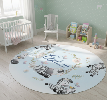 Vinyl teppich tiere mit babyzebras und namen - TenStickers