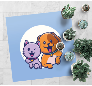 Vinyl Teppich Tiere süßes haustier-duo - TenStickers