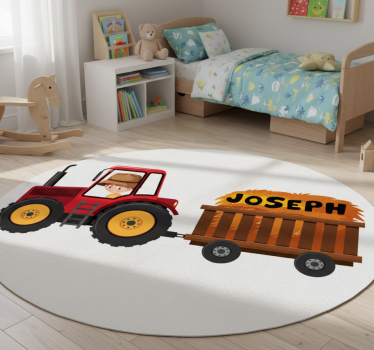 Vinyl teppich tiere traktor mit heu - TenStickers