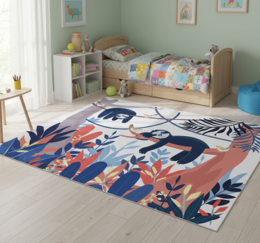 Vinyl teppich tiere verspielt mit faultieren - TenStickers
