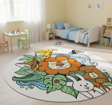 Vinyl teppich tiere verspielt mit tieren - TenStickers