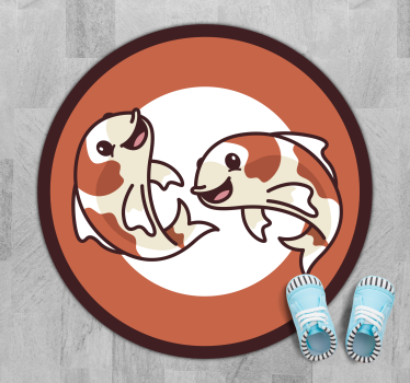Vinyl Teppich Tiere verspielter koi-kreis - TenStickers