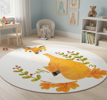 Vinyl teppich tiere verspielter oranger fuchs - TenStickers
