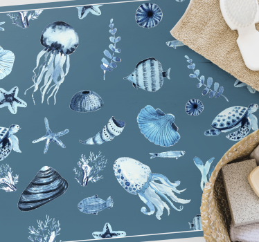 Vinyl Teppich Tiere vitrine mit maritimen motiven - TenStickers