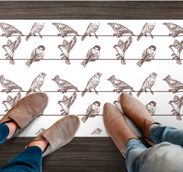 Vinyl Teppich Tiere vögel auf drähten - TenStickers