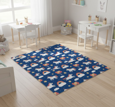 Vinyl teppich tiere weiße einhörner für kinder - TenStickers