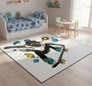 Vinyl teppich tiere wolf auf skateboard - TenStickers