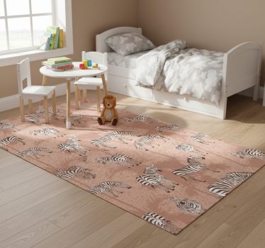 Vinyl teppich tiere zebra und palmen braun - TenStickers