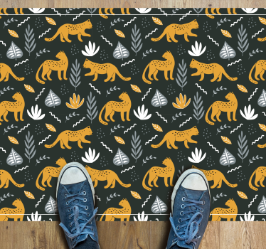 Vinyl Teppich Tiere blätter mit leopardenmuster - TenStickers