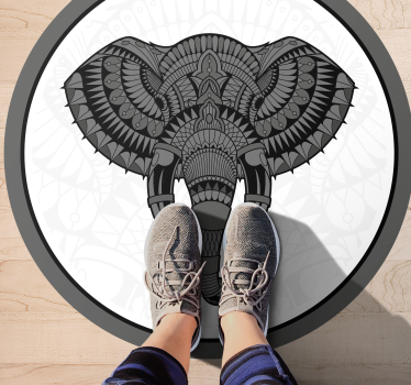 Vinyl Teppich Tiere elefant grau mandala - TenStickers