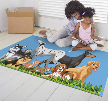 Vinyl Teppich kindlich hunde treffen - TenStickers