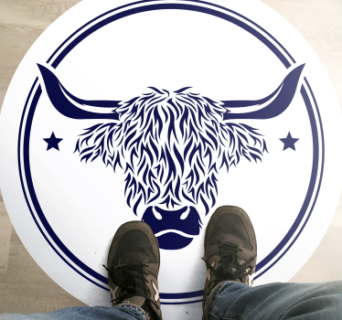 Vinyl Teppich Tiere hochlandkuh-emblem - TenStickers