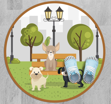 Vinyl teppich tiere hunde im park - TenStickers