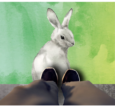 Vinyl Teppich Tiere kaninchen grüner hintergrund - TenStickers