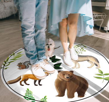 Vinyl Teppich kindlich freundliche waldbewohner - TenStickers