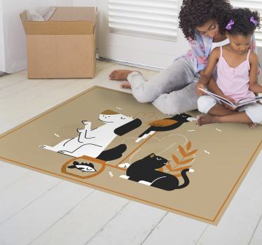 Vinyl Teppich Tiere beige haustierillustration - TenStickers