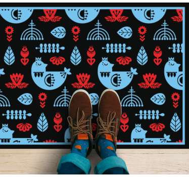 Vinyl Teppich Tiere bunte volksmuster - TenStickers