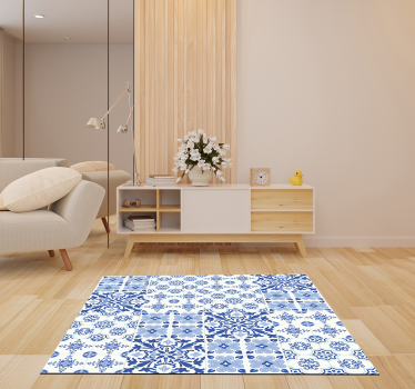 Blauer Flieseneffekt Vinyl Teppich - TenStickers