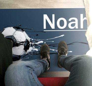 Vinylteppich mit Namen Coole kinder personalisierten fußball - TenStickers