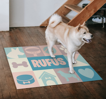 Vinylteppich Tier Hundemotive mit Name - TenStickers