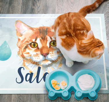 Vinylteppich Tier Katzenmotiv mit Name - TenStickers