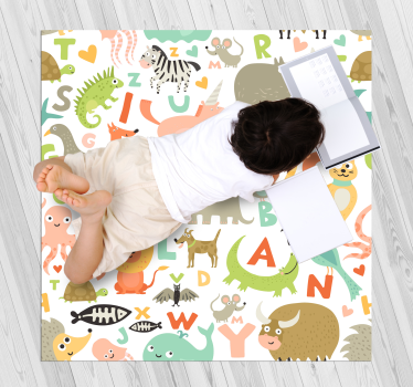 Vinylteppich Tiere Kinder tiere mit buchstaben - TenStickers