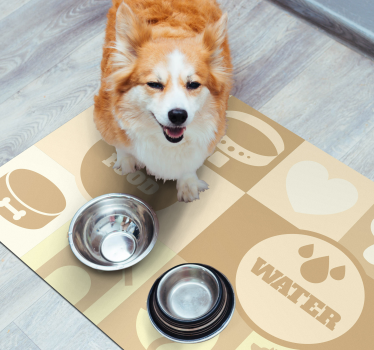 Vinylteppich Tier Wasser und Futter für Hunde - TenStickers