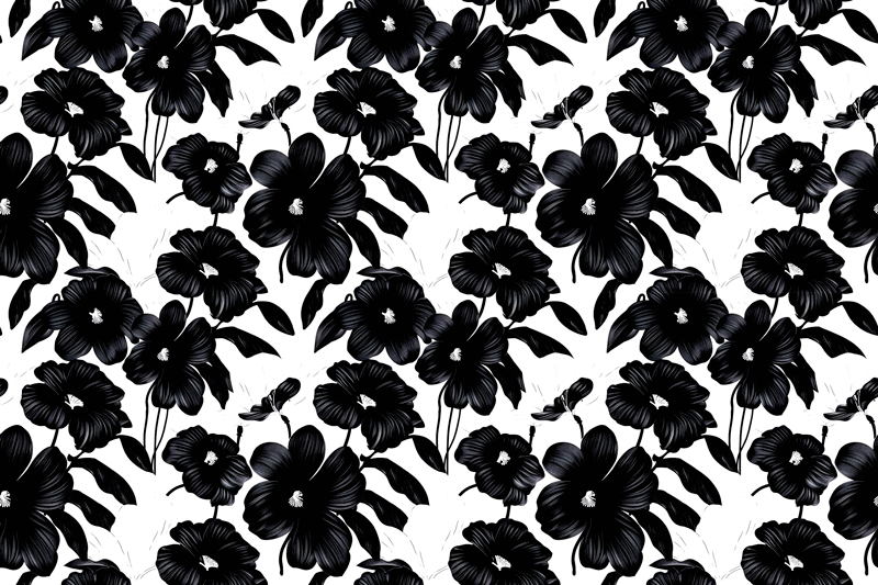 Vinyl Teppich Blumen schwarzer mohn - TenStickers
