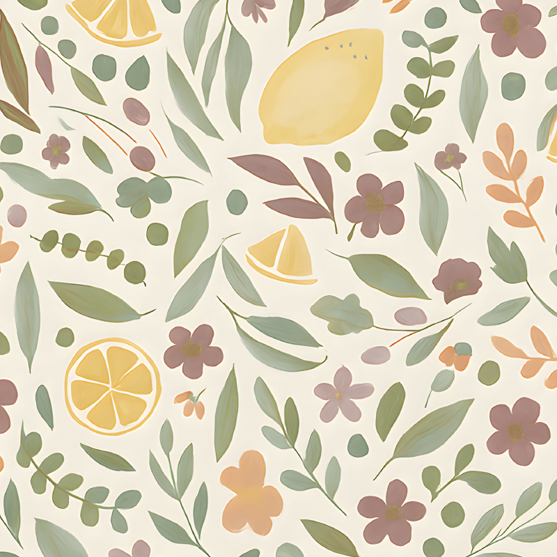 Vinyl Teppich Terrasse zitronen-blumenmuster - TenStickers