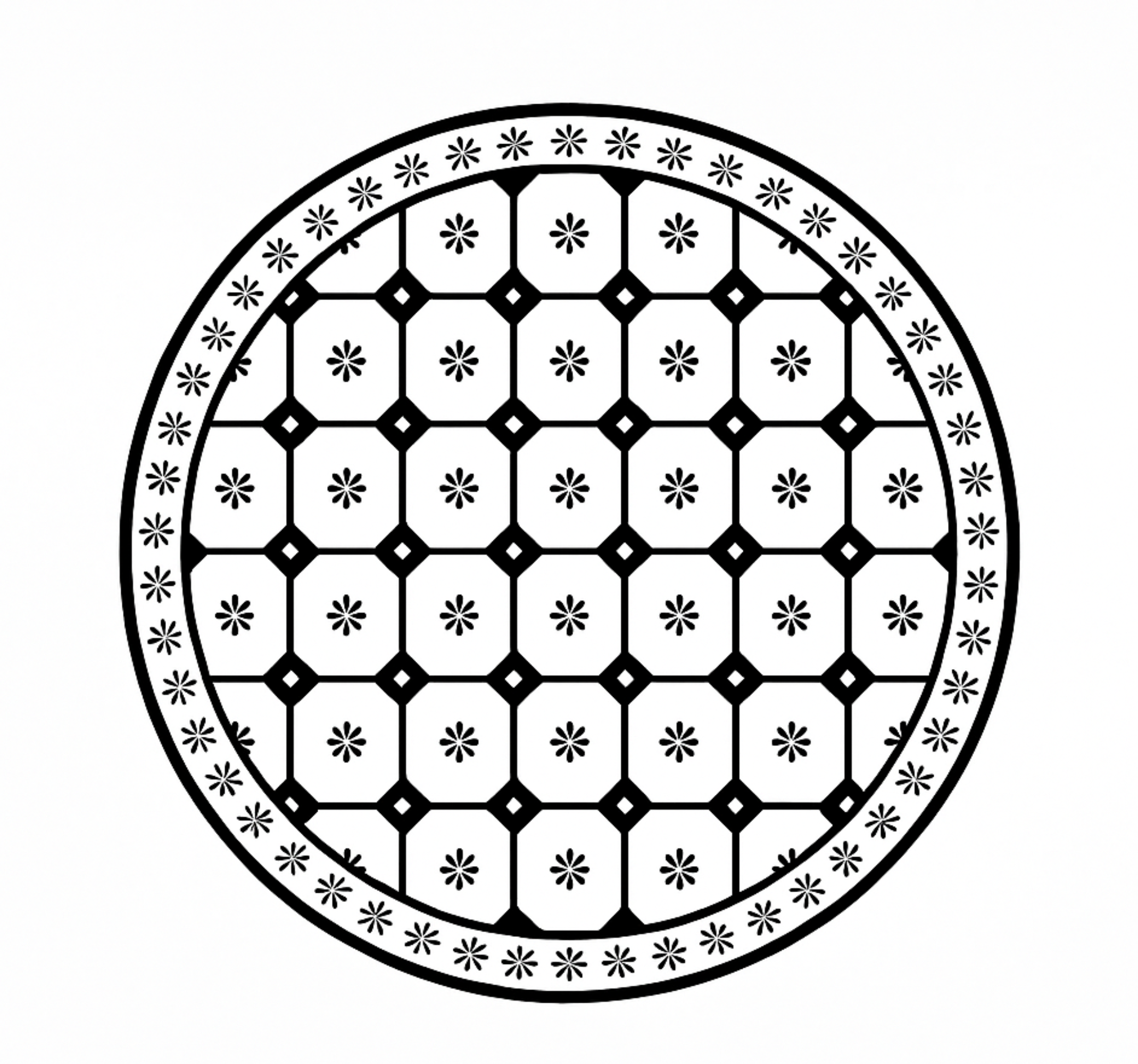 Vinyl Teppich Esszimmer schwarz-weißes fliesenmuster - TenStickers