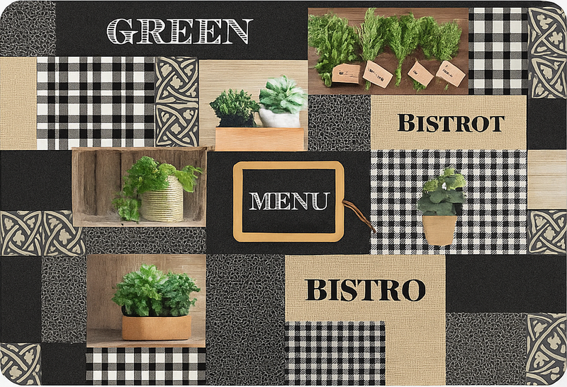 Vinyl teppich küche schwarz-weiß bistro - TenStickers