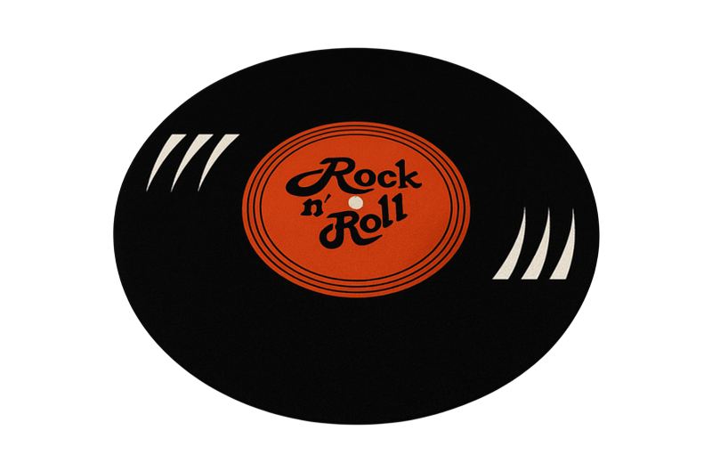 Runder vinyl teppich rock&roll schallplatte - TenStickers