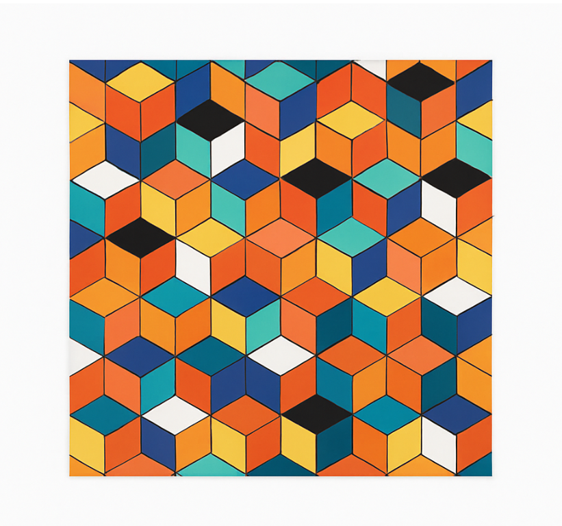 Vinyl teppich geometrisch mit buntem würfelmuster - TenStickers