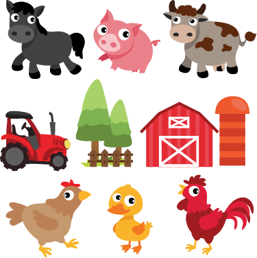 Vinyl teppich tiere bunte farm - TenStickers