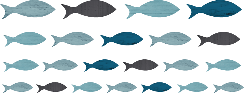 Vinyl teppich tiere blaue fischsilhouetten - TenStickers