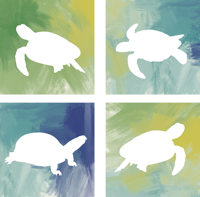 Vinyl teppich tiere bunte schildkröten fliesen - TenStickers