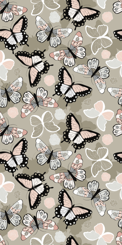 Vinyl teppich tiere in beige mit fliegenden schmetterlingen - TenStickers