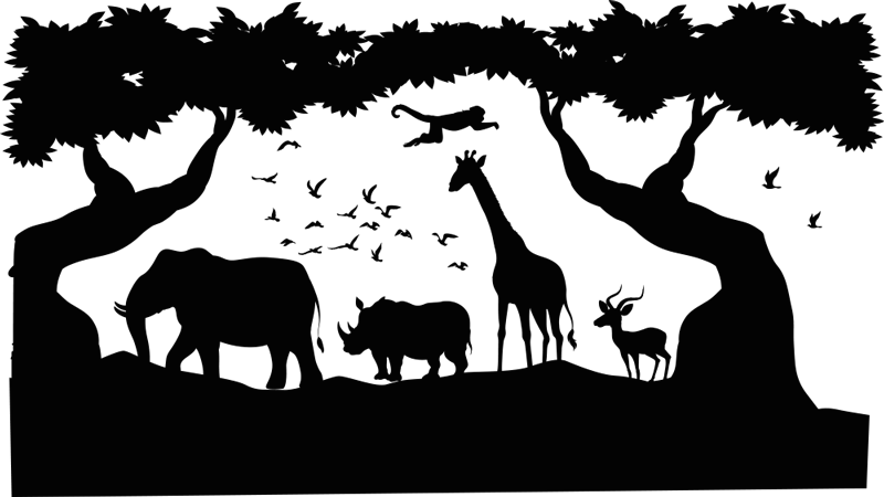 Vinyl teppich tiere schwarz und weiß savanne - TenStickers