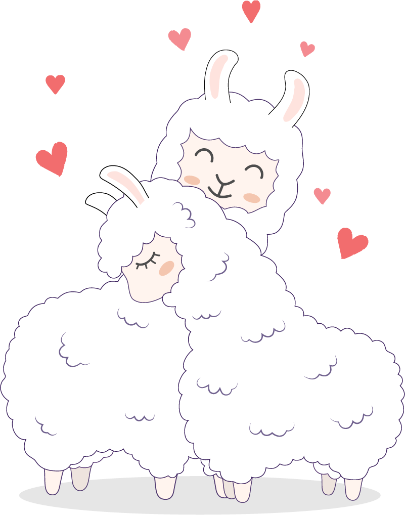 Vinyl teppich tiere mit liebevollen lamas - TenStickers