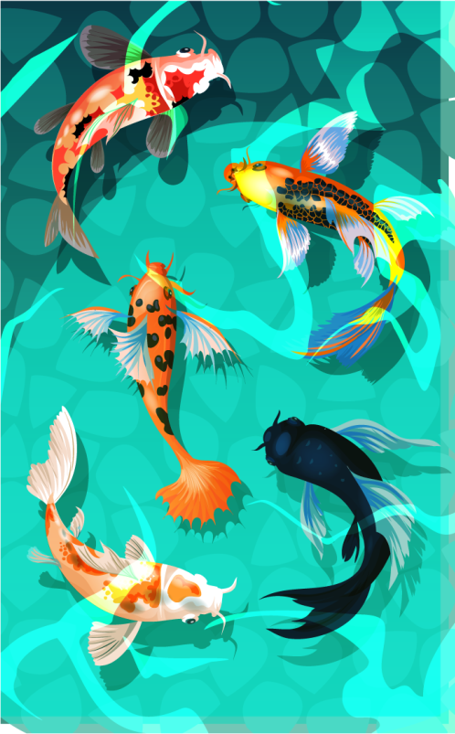 Vinyl teppich tiere koi dusche - TenStickers