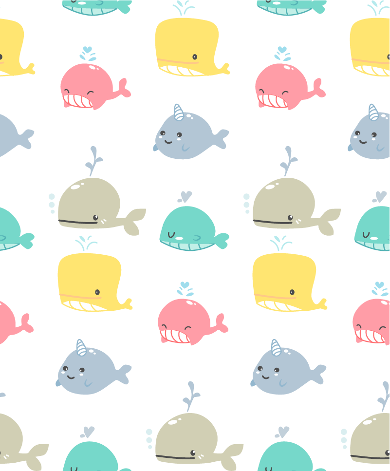 Vinyl teppich tiere mit bunten babywalen - TenStickers