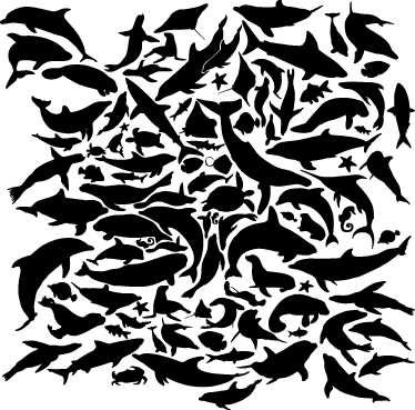 Vinyl teppich tiere in maritimen schwarz - TenStickers