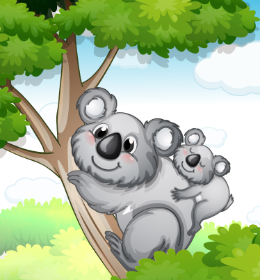 Vinyl teppich tiere mutter und baby koala - TenStickers