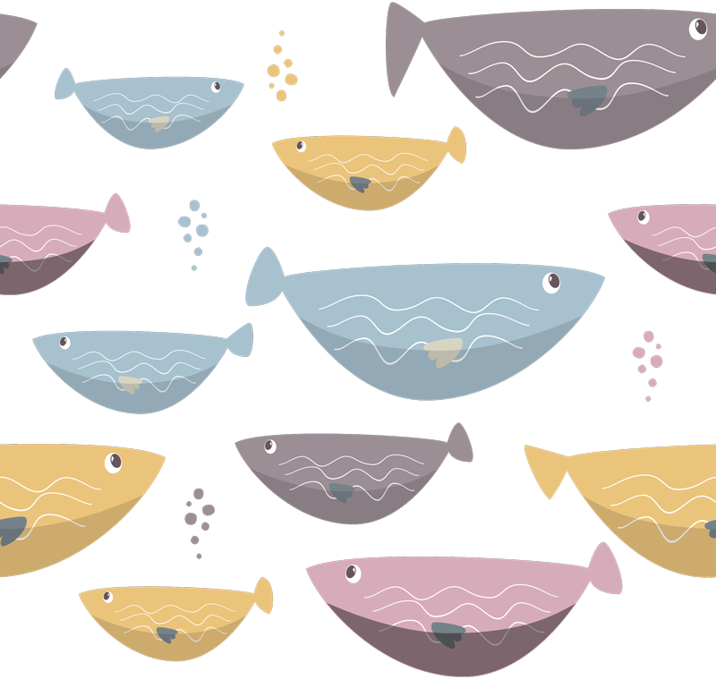 Vinyl teppich tiere mit bunten fischen für kinder - TenStickers
