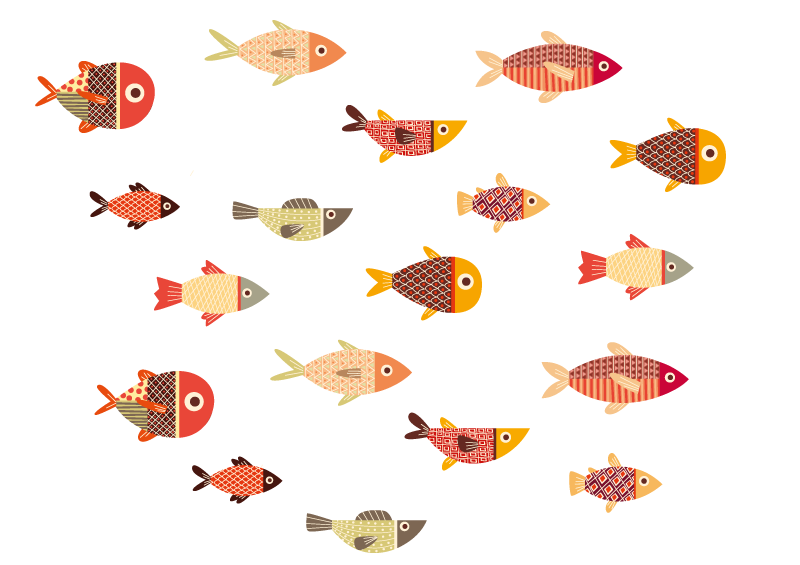Vinyl teppich tiere rund bunte fische - TenStickers