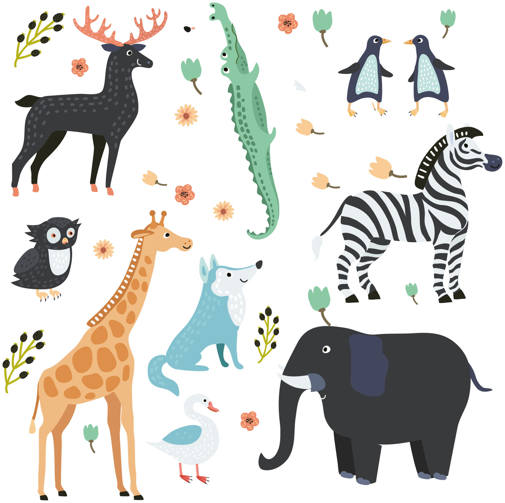 Vinyl teppich tiere glückliche tiere im park - TenStickers