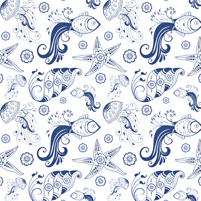 Vinyl teppich tiere mit ornamentalen meereslebewesen - TenStickers
